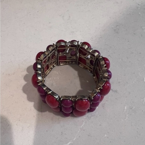 Red and Dark Pink Beaded Bracelet - Picture 3 of 3